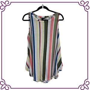 Lane Bryant Sleeveless High Neck Tunic A Line Stripes Top Size 14 / 16
